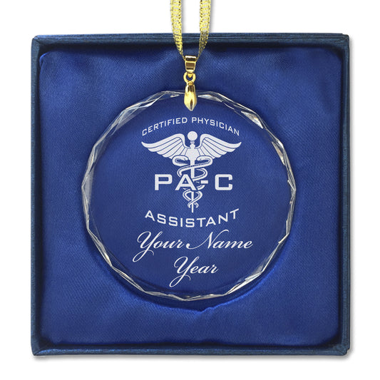 LaserGram Christmas Ornament, PA-C Certified Physician Assistant, Personalized Engraving Included (Round Shape)