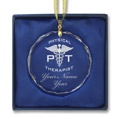 LaserGram Christmas Ornament, PT Physical Therapist, Personalized Engraving Included (Round Shape)