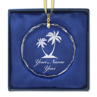 LaserGram Christmas Ornament, Palm Trees, Personalized Engraving Included (Round Shape)