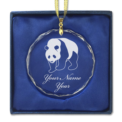 LaserGram Christmas Ornament, Panda Bear, Personalized Engraving Included (Round Shape)