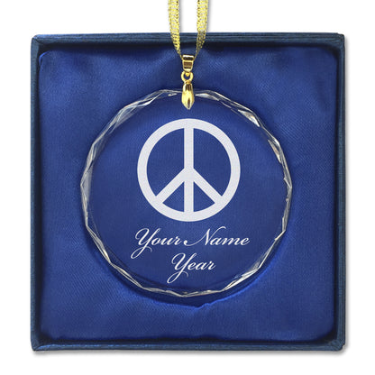 LaserGram Christmas Ornament, Peace Sign, Personalized Engraving Included (Round Shape)