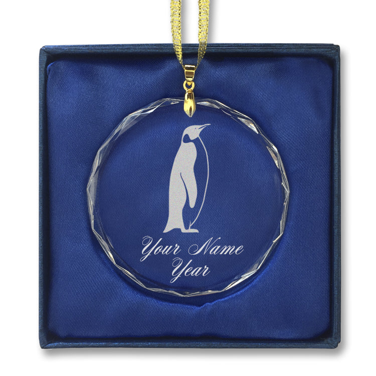 LaserGram Christmas Ornament, Penguin, Personalized Engraving Included (Round Shape)