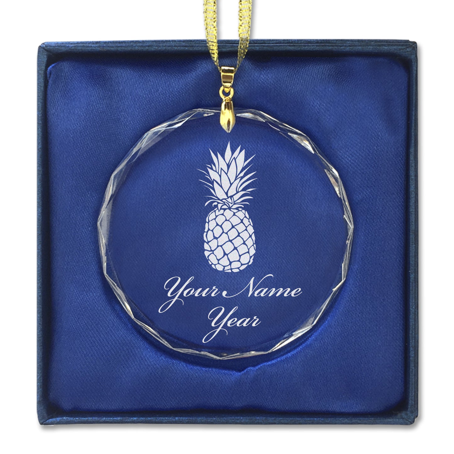 LaserGram Christmas Ornament, Pineapple, Personalized Engraving Included (Round Shape)