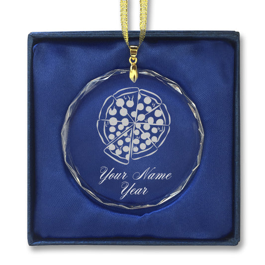 LaserGram Christmas Ornament, Pizza, Personalized Engraving Included (Round Shape)