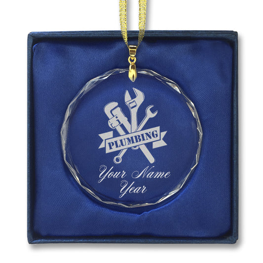 LaserGram Christmas Ornament, Plumbing, Personalized Engraving Included (Round Shape)