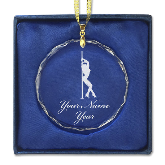 LaserGram Christmas Ornament, Pole Dancer, Personalized Engraving Included (Round Shape)