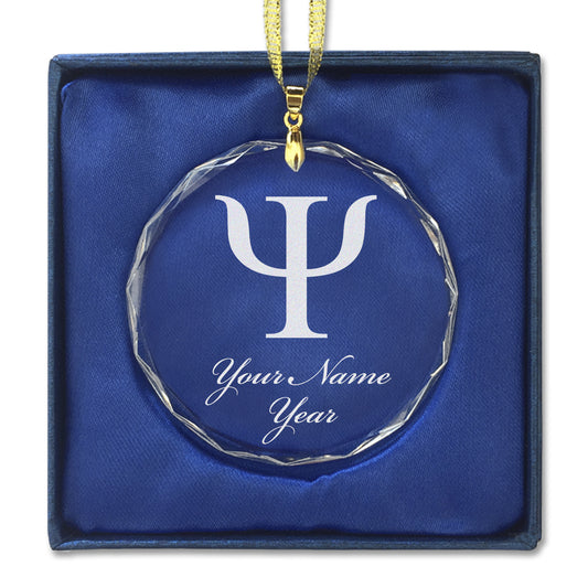 LaserGram Christmas Ornament, Psi Symbol, Personalized Engraving Included (Round Shape)