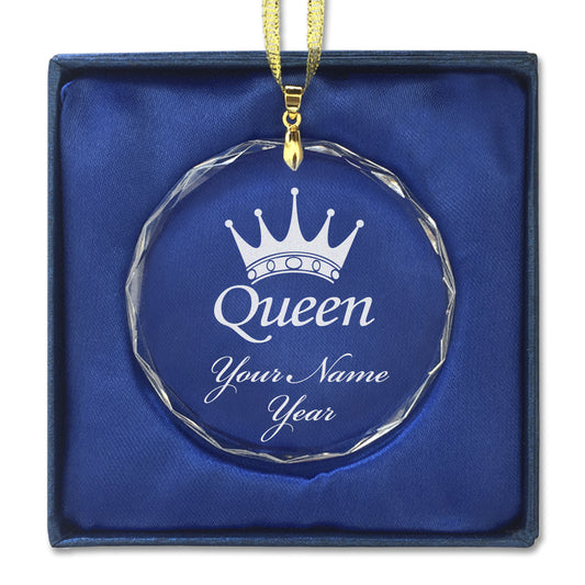 LaserGram Christmas Ornament, Queen Crown, Personalized Engraving Included (Round Shape)
