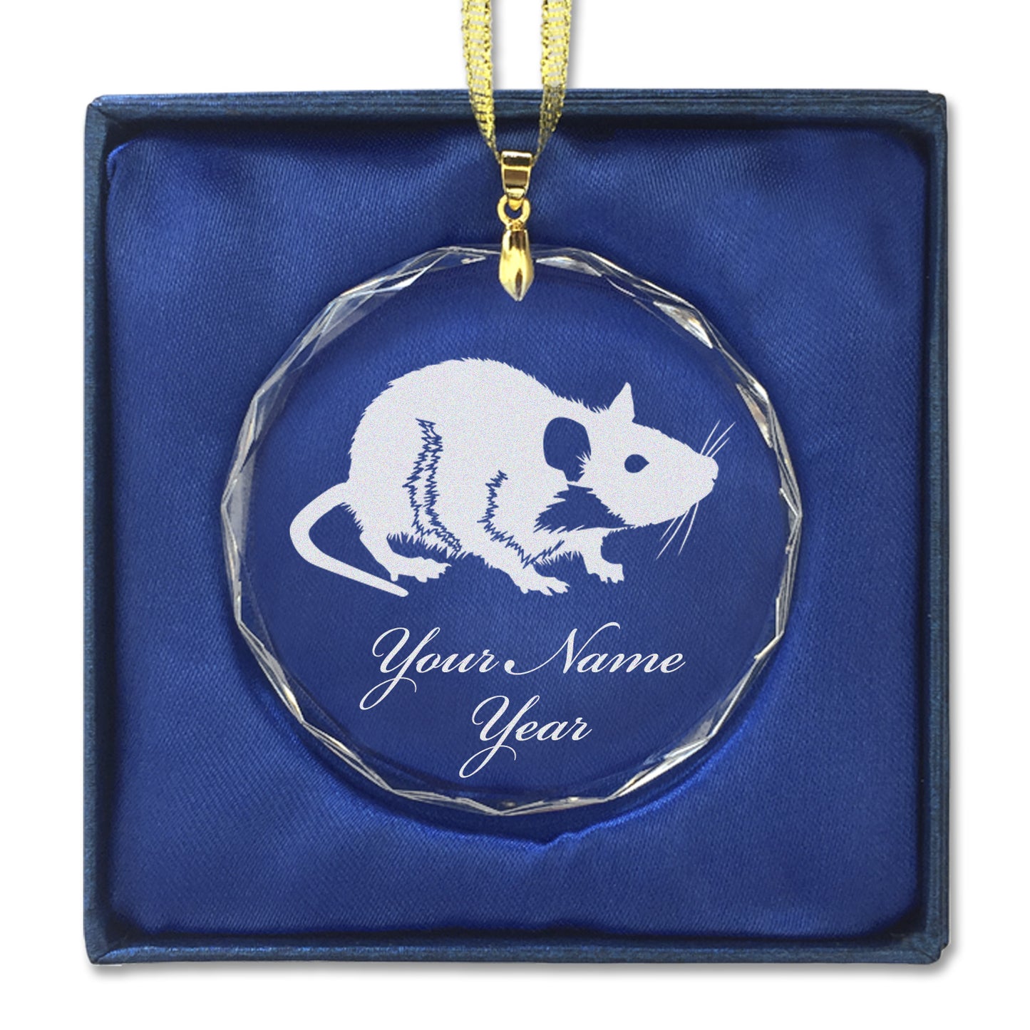 LaserGram Christmas Ornament, Rat, Personalized Engraving Included (Round Shape)