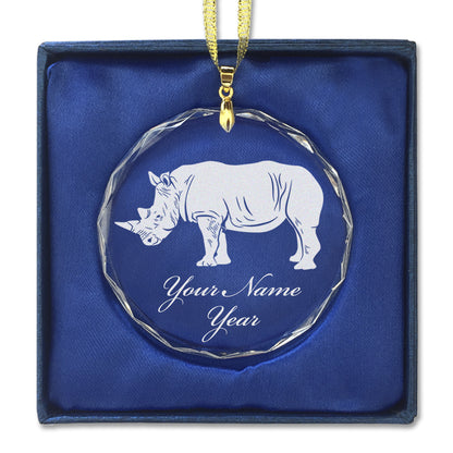 LaserGram Christmas Ornament, Rhinoceros, Personalized Engraving Included (Round Shape)