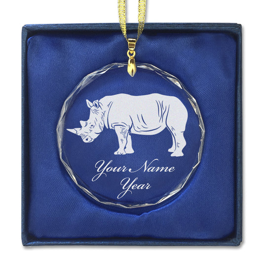 LaserGram Christmas Ornament, Rhinoceros, Personalized Engraving Included (Round Shape)