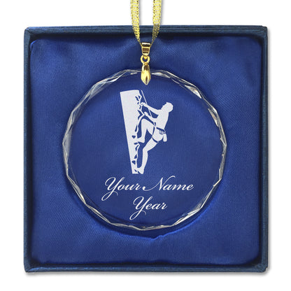 LaserGram Christmas Ornament, Rock Climber, Personalized Engraving Included (Round Shape)