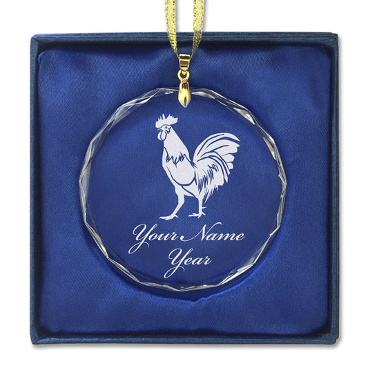 LaserGram Christmas Ornament, Rooster, Personalized Engraving Included (Round Shape)