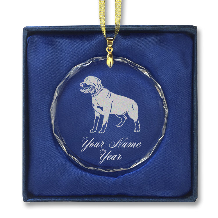 LaserGram Christmas Ornament, Rottweiler Dog, Personalized Engraving Included (Round Shape)