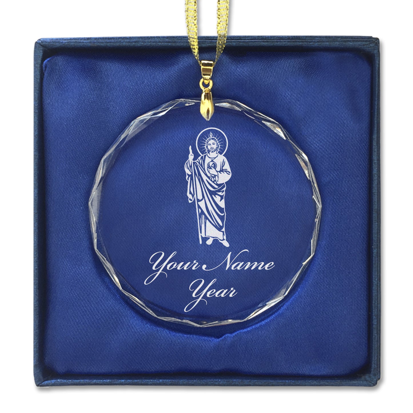 LaserGram Christmas Ornament, Saint Jude, Personalized Engraving Included (Round Shape)