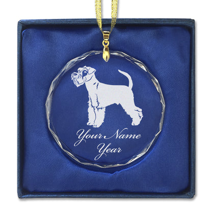 LaserGram Christmas Ornament, Schnauzer Dog, Personalized Engraving Included (Round Shape)