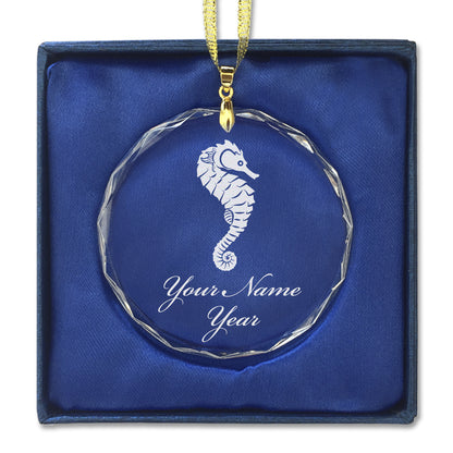 LaserGram Christmas Ornament, Seahorse, Personalized Engraving Included (Round Shape)