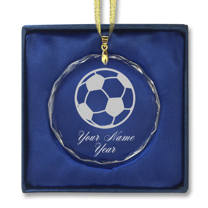 LaserGram Christmas Ornament, Soccer Ball, Personalized Engraving Included (Round Shape)