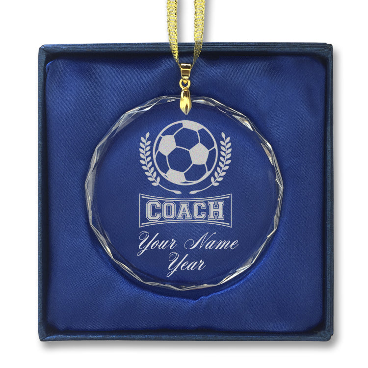 LaserGram Christmas Ornament, Soccer Coach, Personalized Engraving Included (Round Shape)