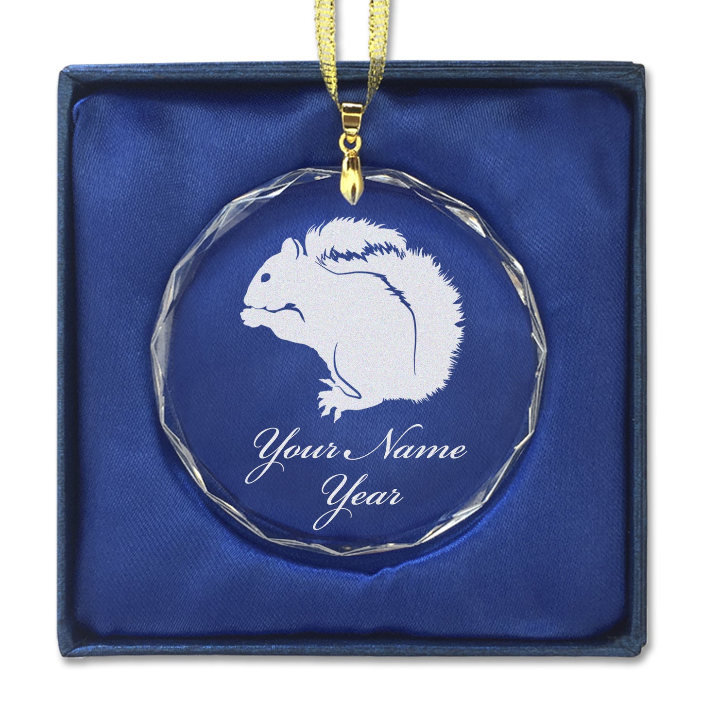 LaserGram Christmas Ornament, Squirrel, Personalized Engraving Included (Round Shape)