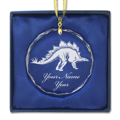 LaserGram Christmas Ornament, Stegosaurus Dinosaur, Personalized Engraving Included (Round Shape)