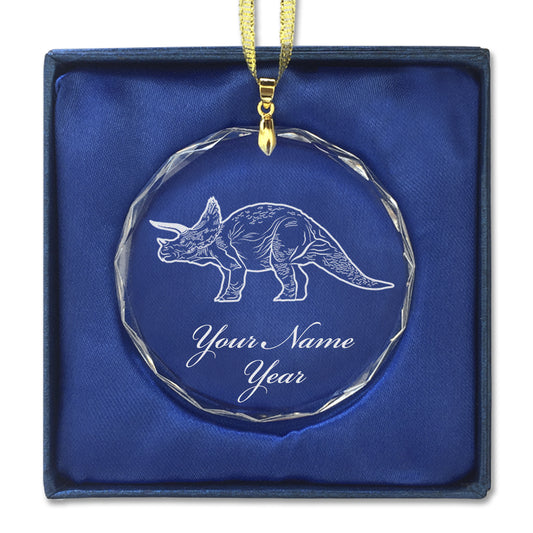 LaserGram Christmas Ornament, Triceratops Dinosaur, Personalized Engraving Included (Round Shape)