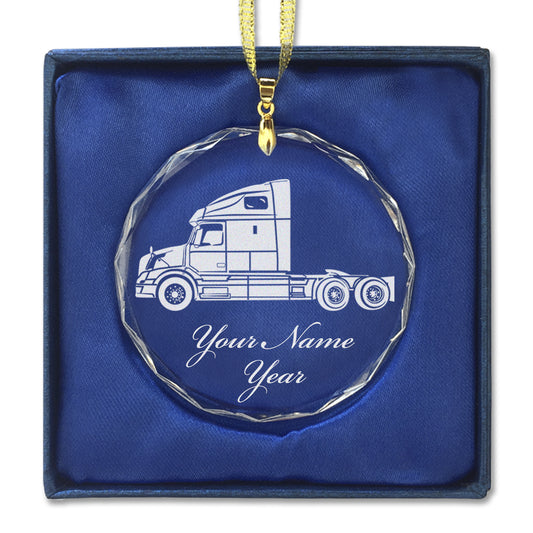 LaserGram Christmas Ornament, Truck Cab, Personalized Engraving Included (Round Shape)
