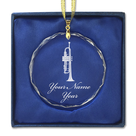 LaserGram Christmas Ornament, Trumpet, Personalized Engraving Included (Round Shape)