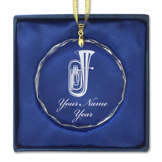 LaserGram Christmas Ornament, Tuba, Personalized Engraving Included (Round Shape)