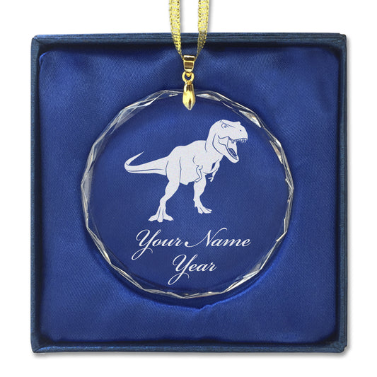 LaserGram Christmas Ornament, Tyrannosaurus Rex Dinosaur, Personalized Engraving Included (Round Shape)