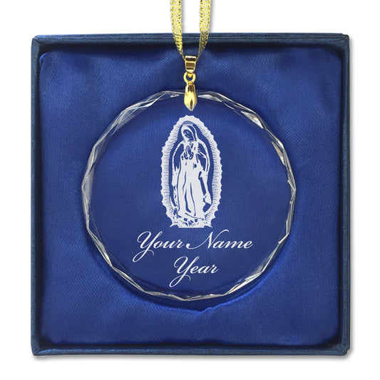 LaserGram Christmas Ornament, Virgen de Guadalupe, Personalized Engraving Included (Round Shape)