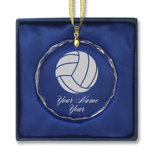 LaserGram Christmas Ornament, Volleyball Ball, Personalized Engraving Included (Round Shape)
