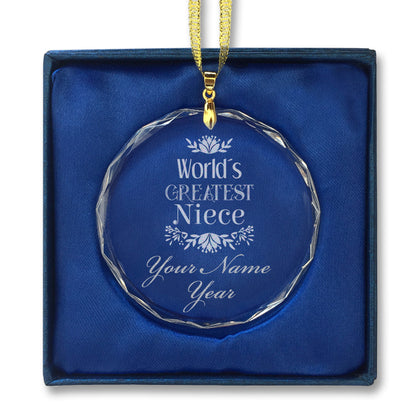 LaserGram Christmas Ornament, World's Greatest Niece, Personalized Engraving Included (Round Shape)