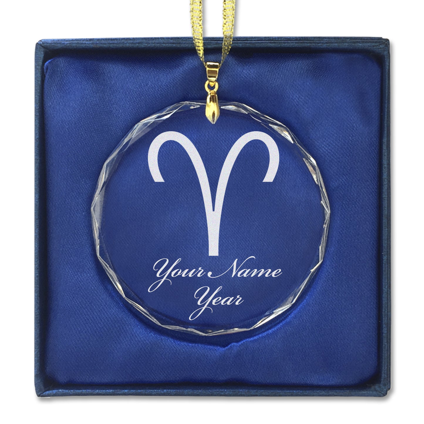 LaserGram Christmas Ornament, Zodiac Sign Aries, Personalized Engraving Included (Round Shape)