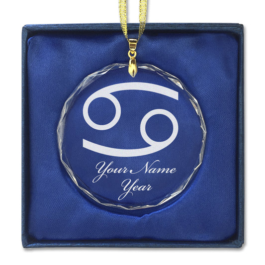 LaserGram Christmas Ornament, Zodiac Sign Cancer, Personalized Engraving Included (Round Shape)