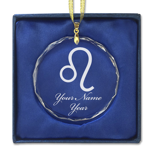 LaserGram Christmas Ornament, Zodiac Sign Leo, Personalized Engraving Included (Round Shape)