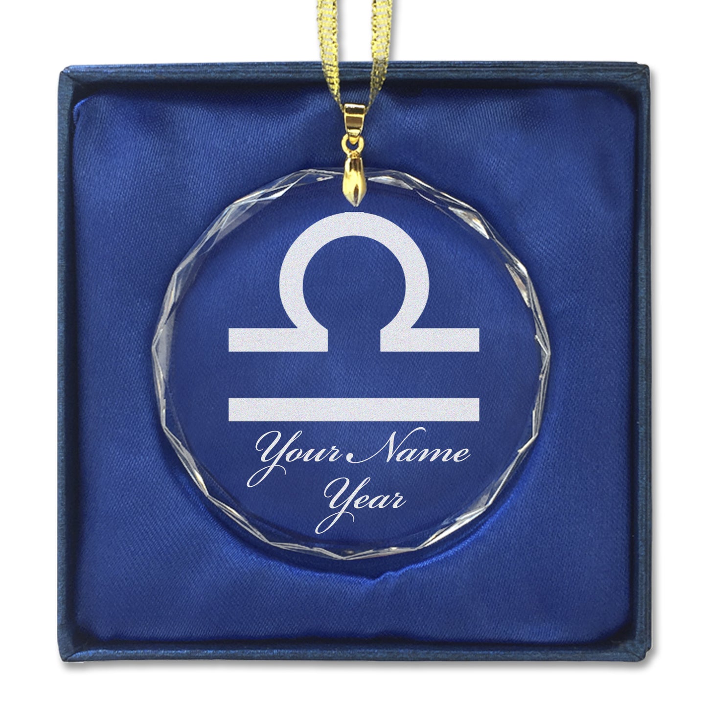 LaserGram Christmas Ornament, Zodiac Sign Libra, Personalized Engraving Included (Round Shape)