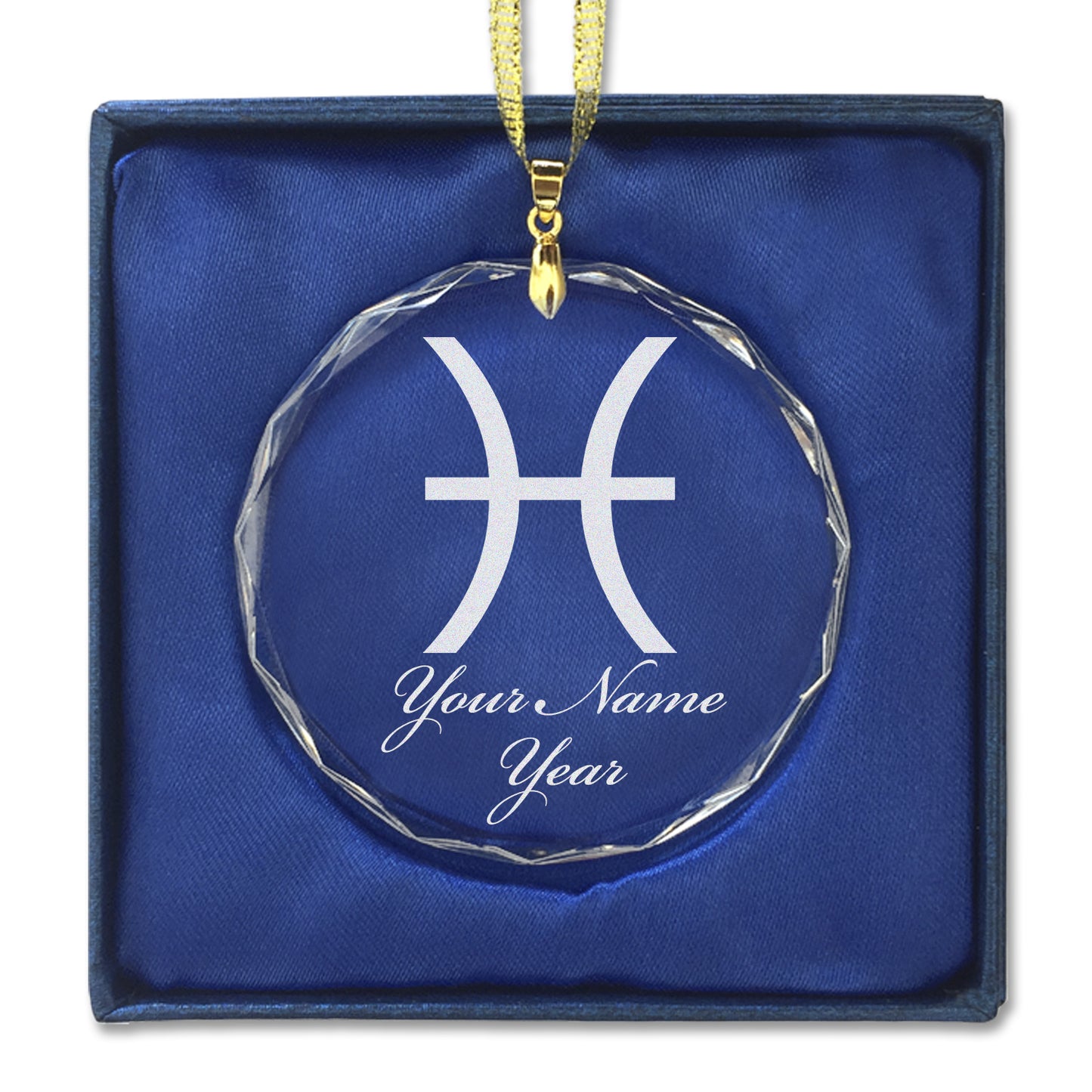 LaserGram Christmas Ornament, Zodiac Sign Pisces, Personalized Engraving Included (Round Shape)