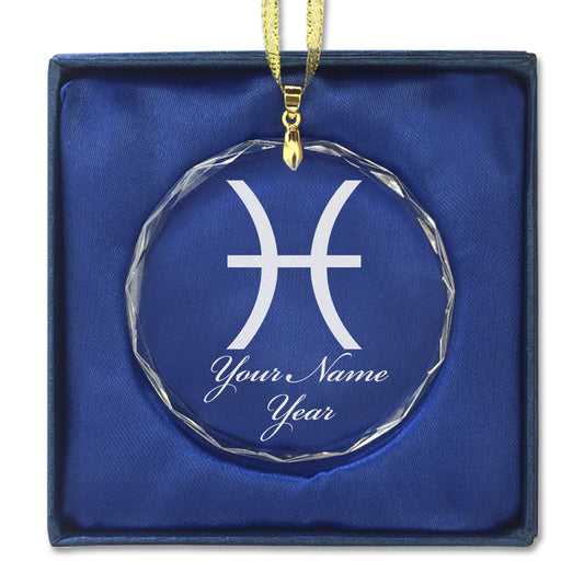 LaserGram Christmas Ornament, Zodiac Sign Pisces, Personalized Engraving Included (Round Shape)