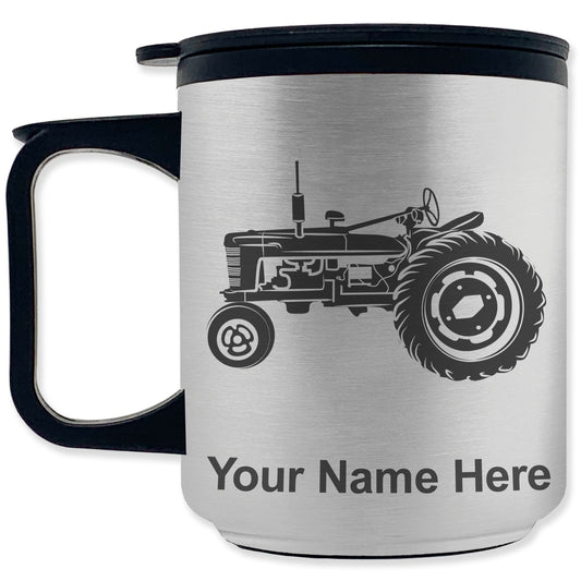 Coffee Travel Mug, Old Farm Tractor, Personalized Engraving Included