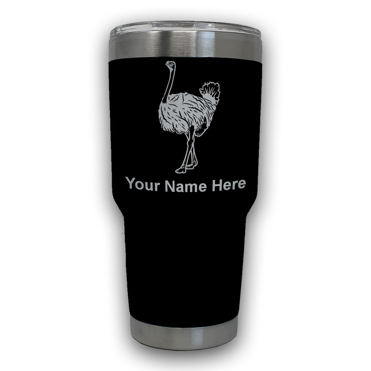 LaserGram 30oz Tumbler Mug, Ostrich, Personalized Engraving Included