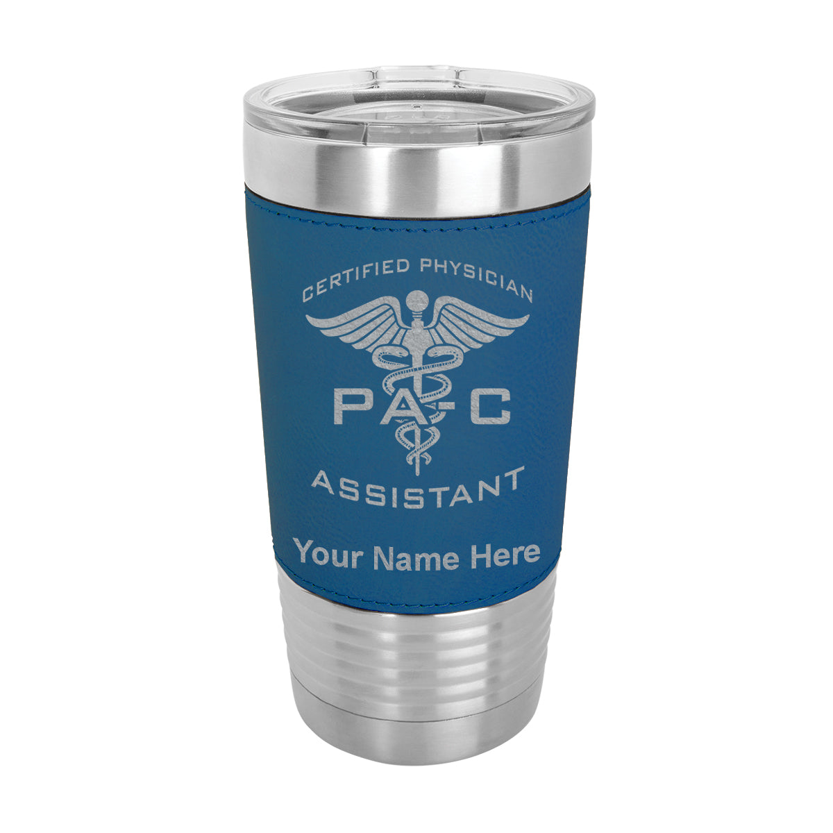 20oz Faux Leather Tumbler Mug, PA-C Certified Physician Assistant, Personalized Engraving Included - LaserGram Custom Engraved Gifts