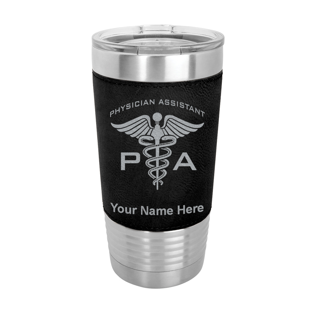 20oz Faux Leather Tumbler Mug, PA Physician Assistant, Personalized Engraving Included - LaserGram Custom Engraved Gifts