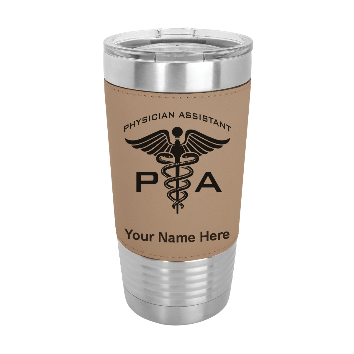 20oz Faux Leather Tumbler Mug, PA Physician Assistant, Personalized Engraving Included - LaserGram Custom Engraved Gifts