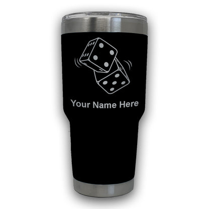 LaserGram 30oz Tumbler Mug, Pair of Dice, Personalized Engraving Included