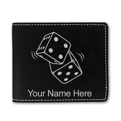 Faux Leather Bi-Fold Wallet, Pair of Dice, Personalized Engraving Included