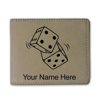 Faux Leather Bi-Fold Wallet, Pair of Dice, Personalized Engraving Included
