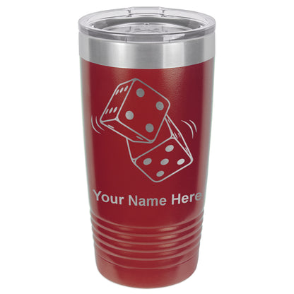 20oz Vacuum Insulated Tumbler Mug, Pair of Dice, Personalized Engraving Included