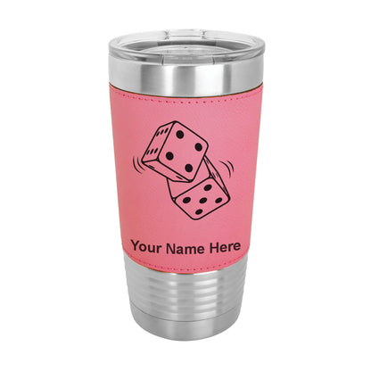 20oz Faux Leather Tumbler Mug, Pair of Dice, Personalized Engraving Included - LaserGram Custom Engraved Gifts