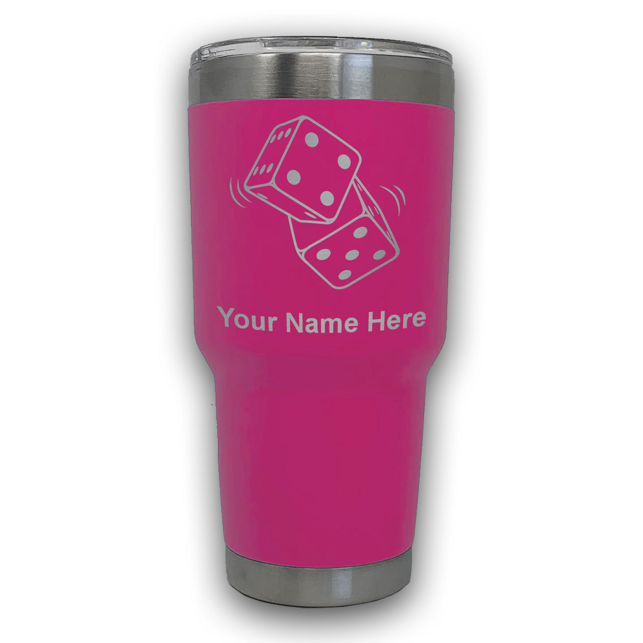 LaserGram 30oz Tumbler Mug, Pair of Dice, Personalized Engraving Included